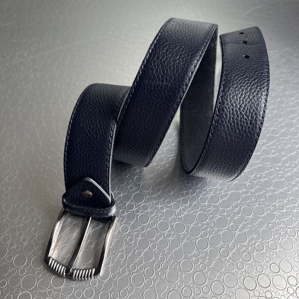 Holic Mens Pebbled Leather Belt Blue Gunmetal Buckle Gorpcore - Size 34 35